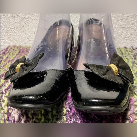 Born Black Bow Embellished Leather Ballet Flats Size 7 - Picture 3 of 11